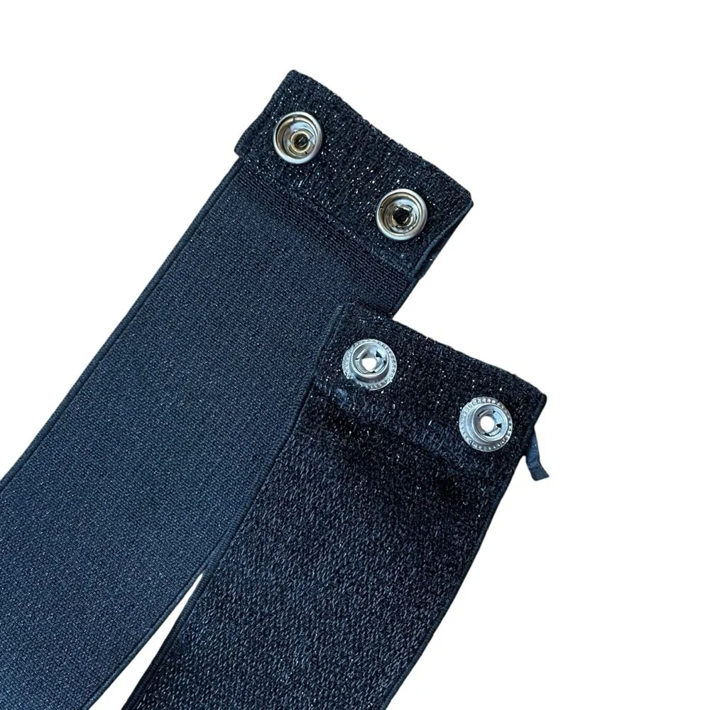 By Debra Belt Black Silver Glitter Shimmer CZ Removable Buckle Elastic Stretch